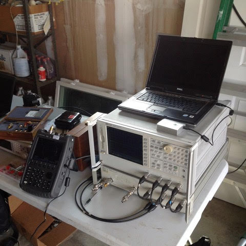 test equipment with PocketVNA atop HP VNA